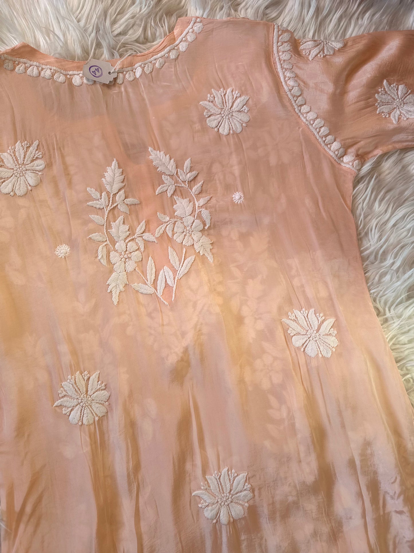 BAHAAR CREPE PEACH KURTA