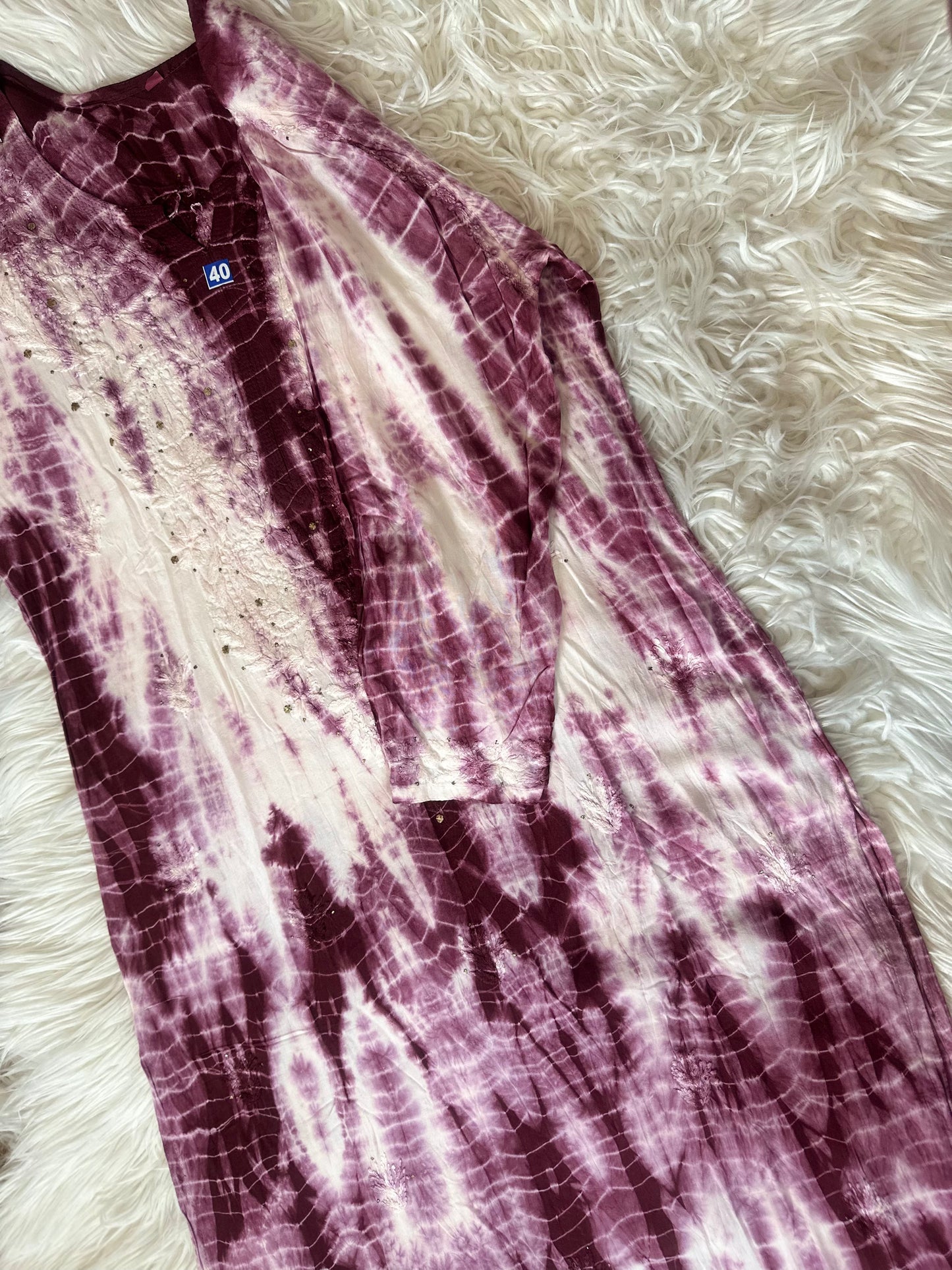 PURPLE TIE-DIE MUKESH WORK PALAZZO SET