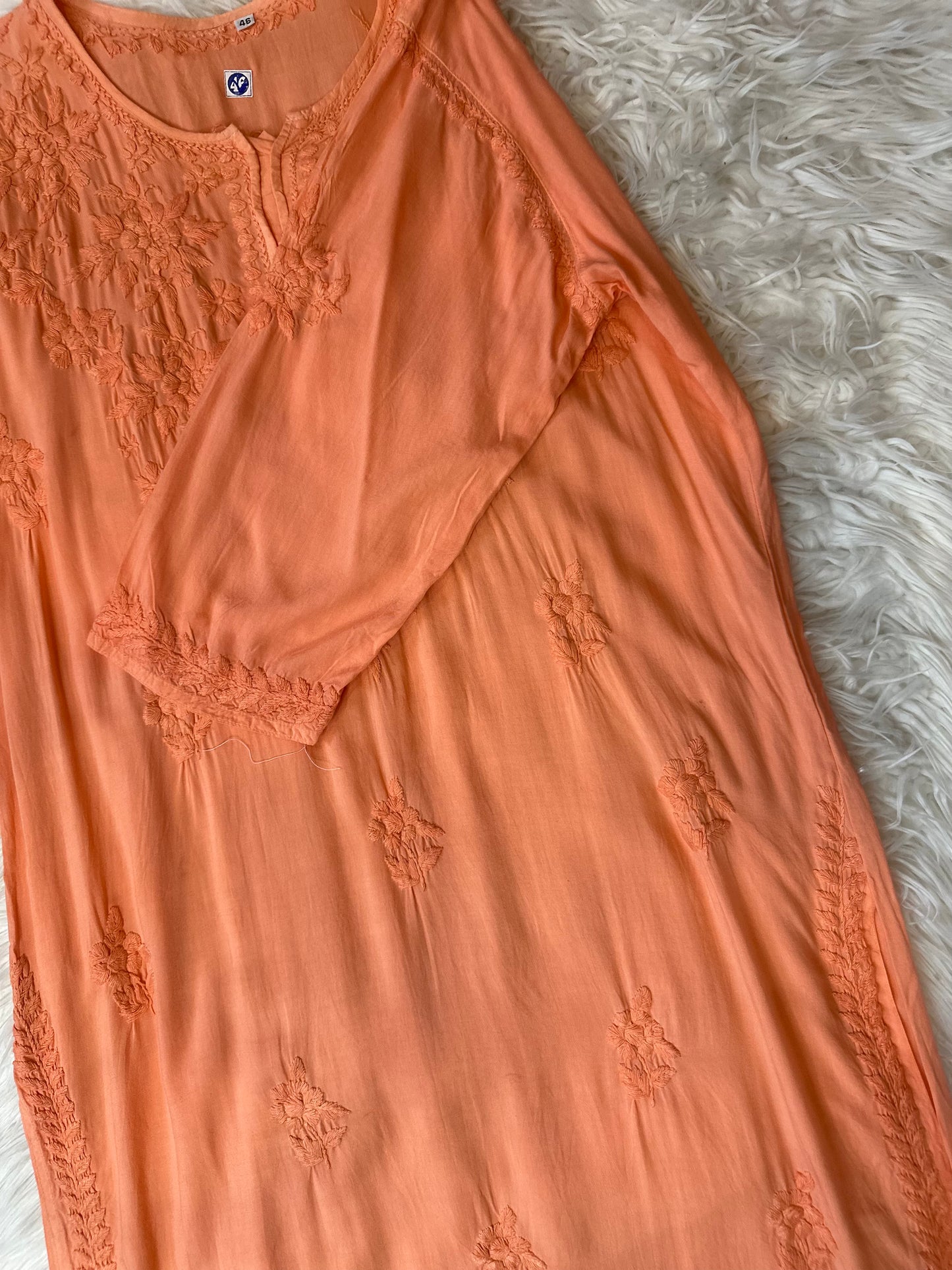 PEACH MODAL FABRIC CHIKANKARI KURTA