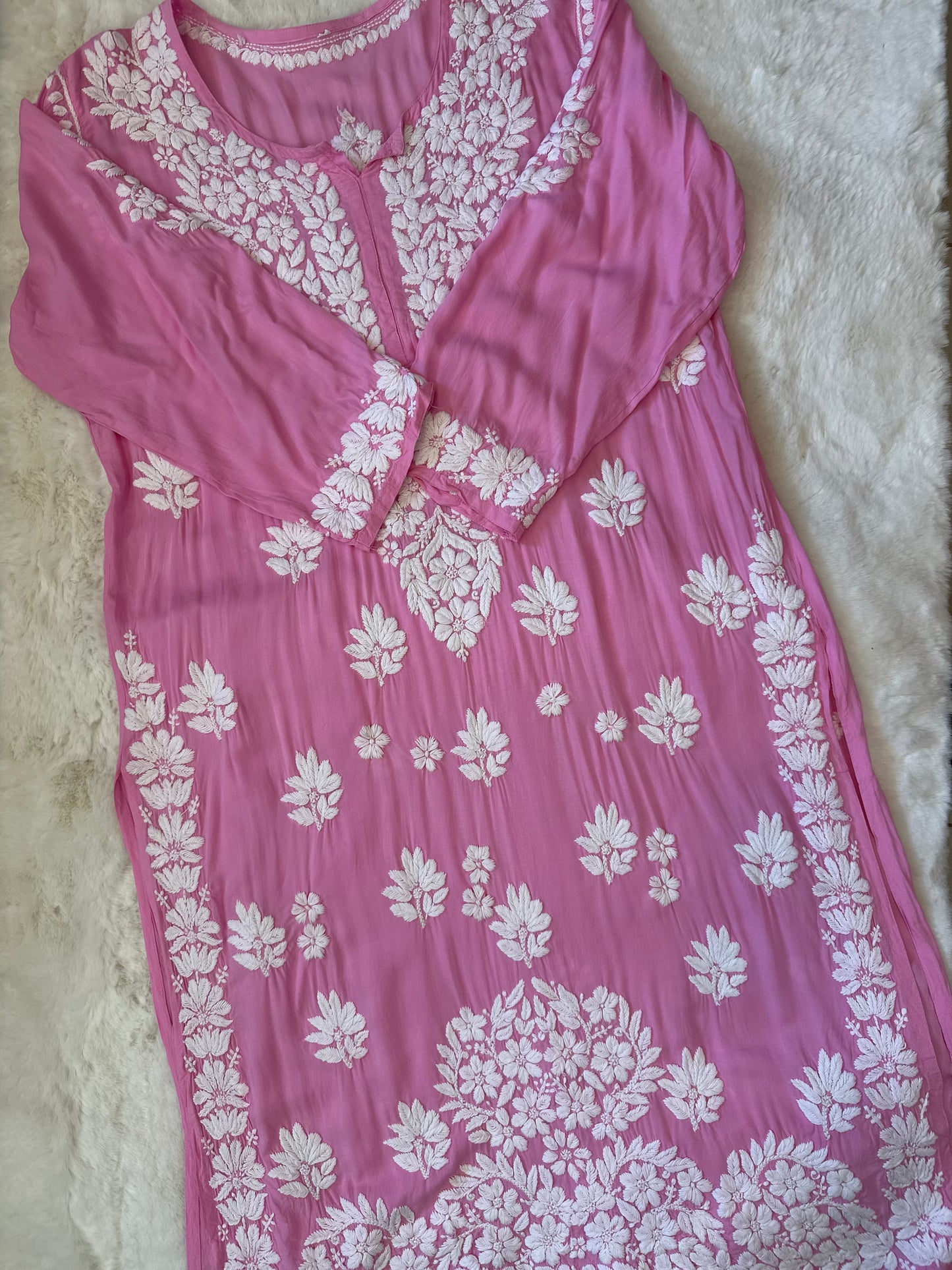 LIGHT PINK PLUS SIZE MODAL KURTA