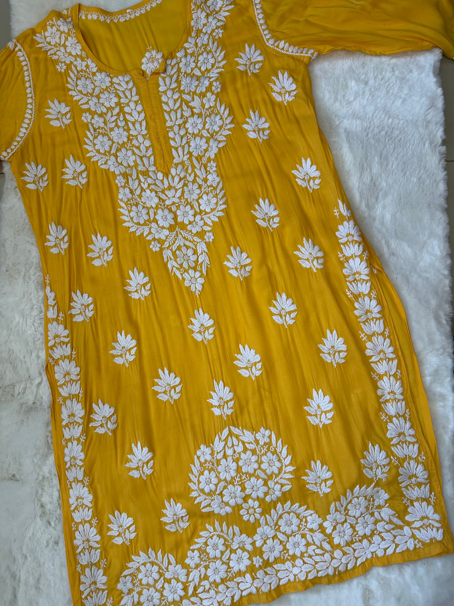 YELLOW PLUS SIZE MODAL KURTA