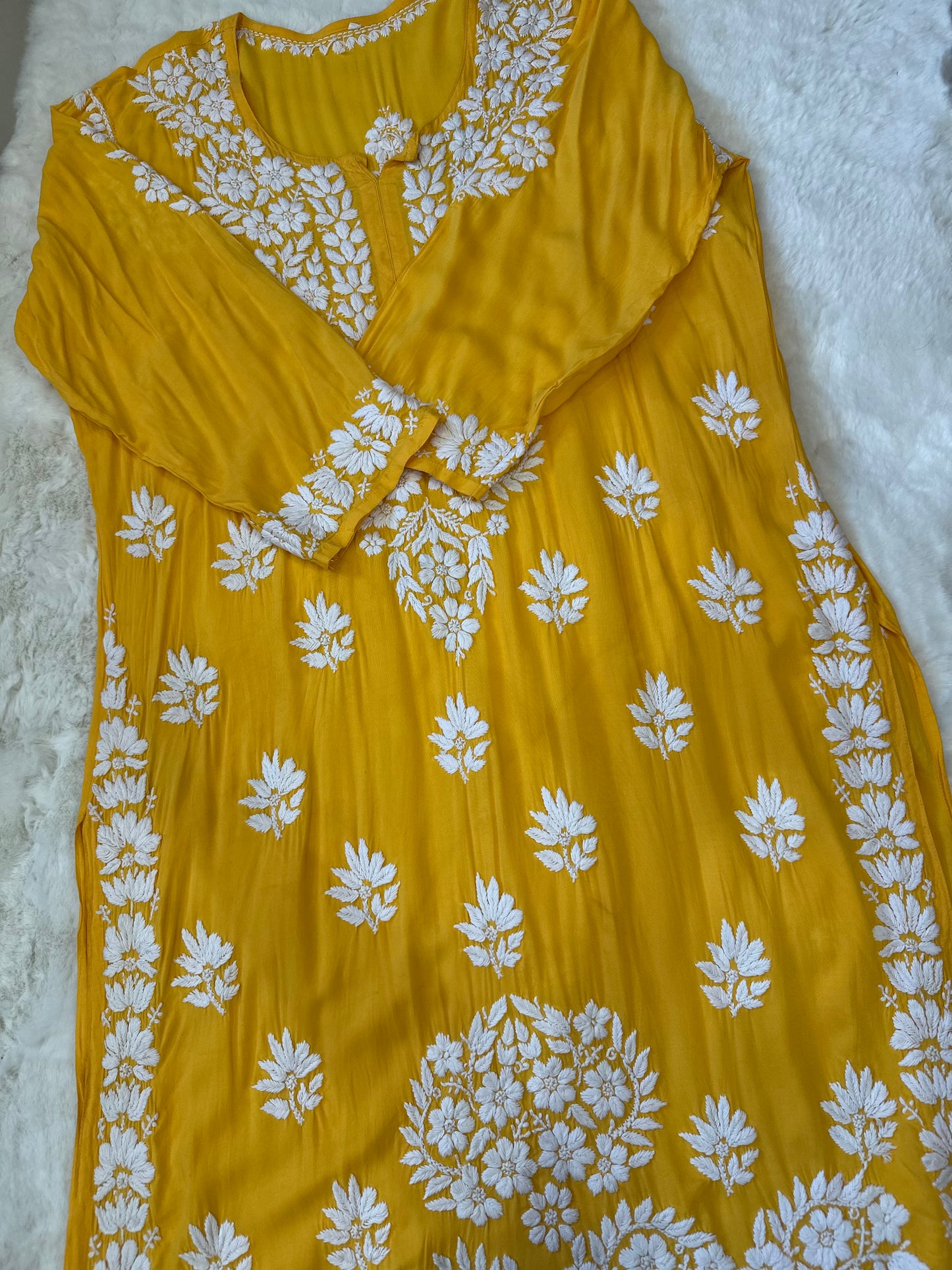 YELLOW PLUS SIZE MODAL KURTA