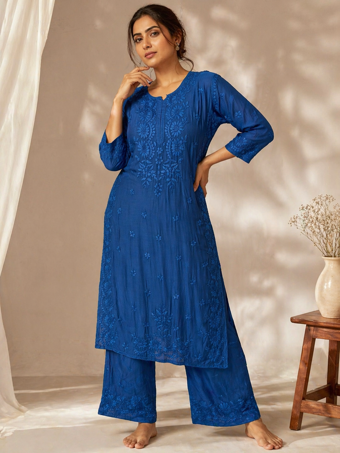 Blue muslin 2 piece set