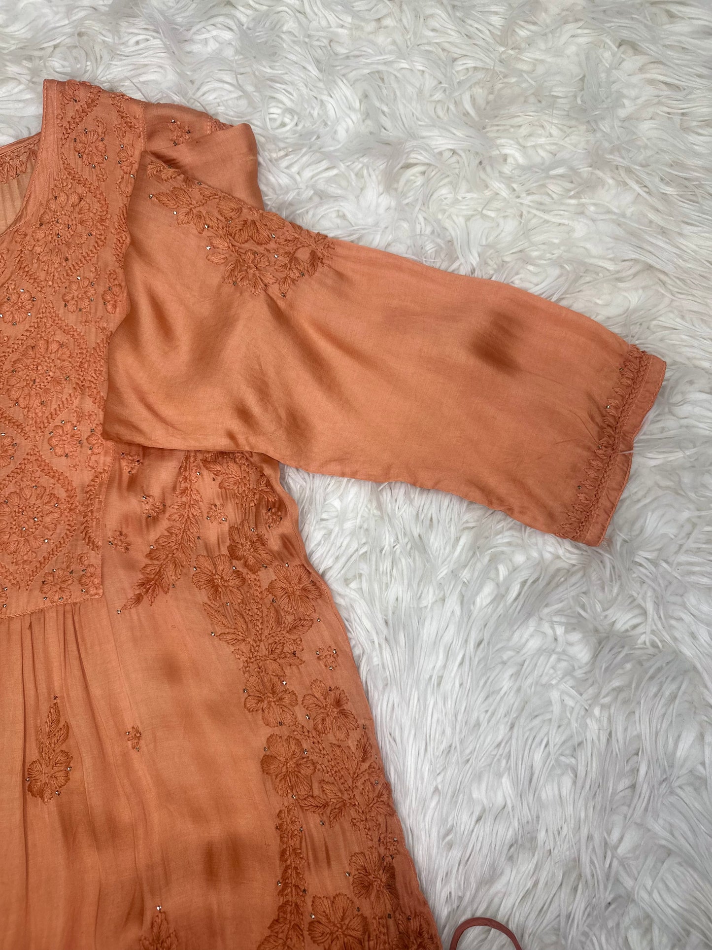 JANNAT CHANDERI PEACH KURTA