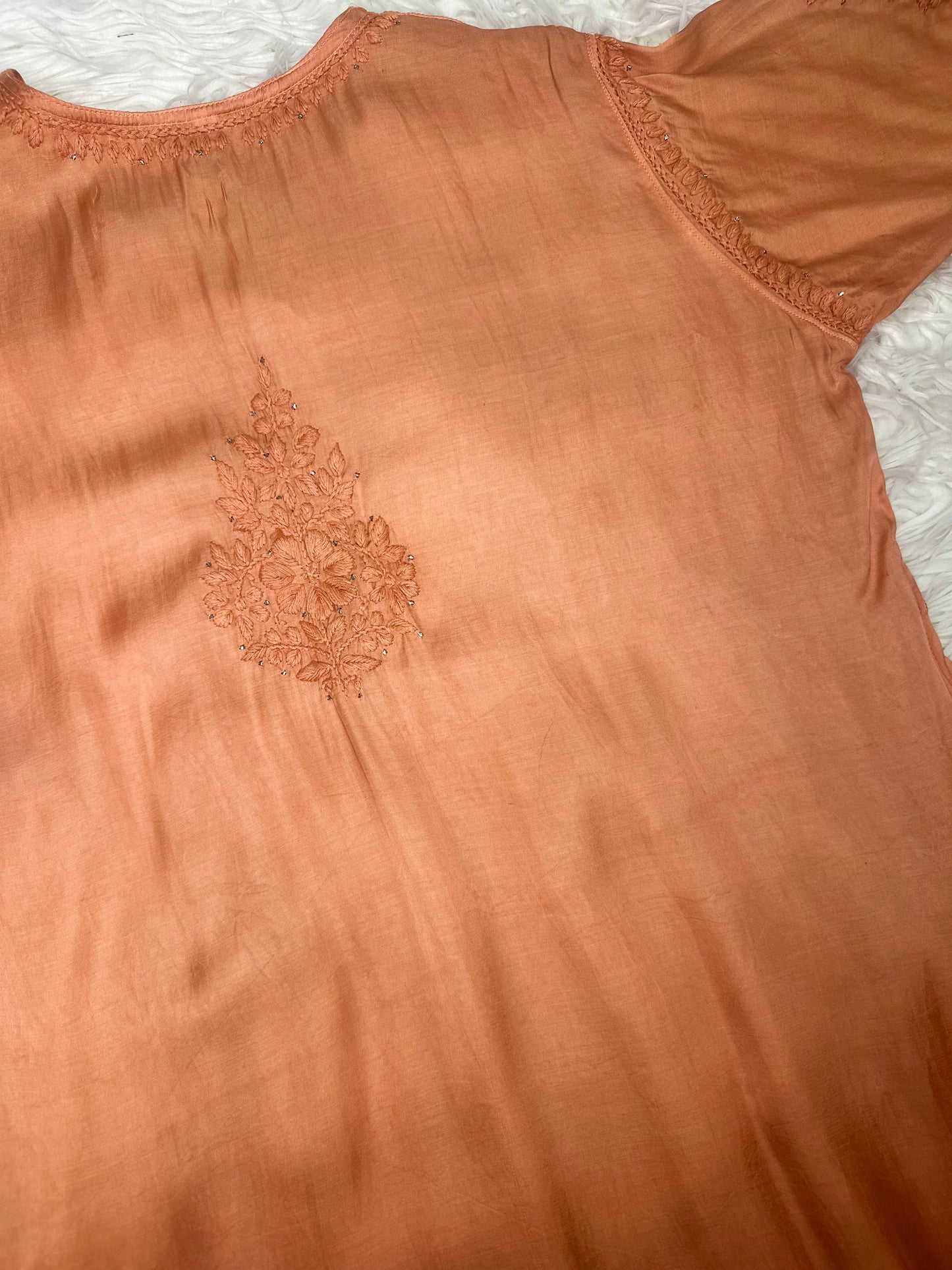 JANNAT CHANDERI PEACH KURTA