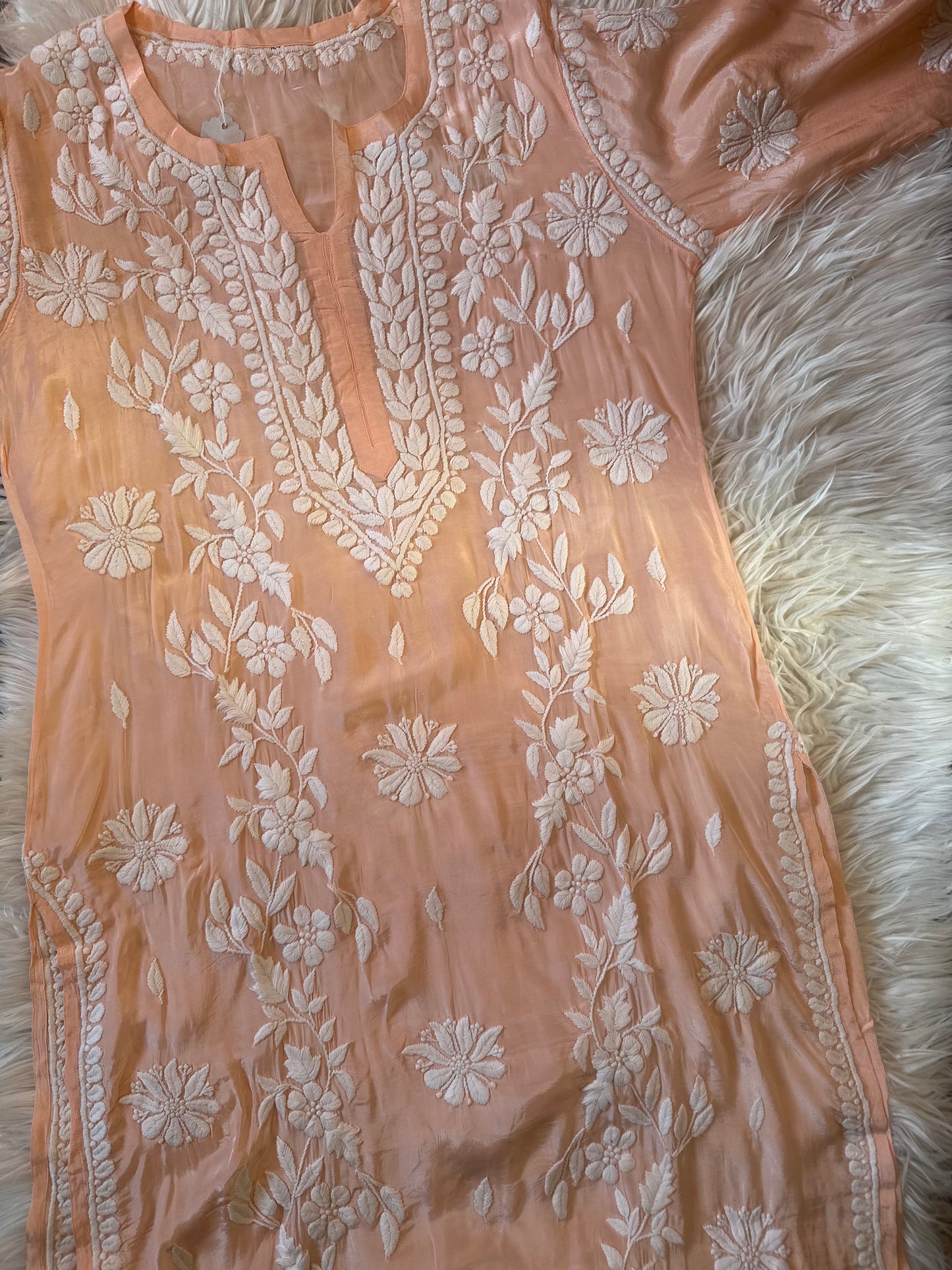 BAHAAR CREPE PEACH KURTA