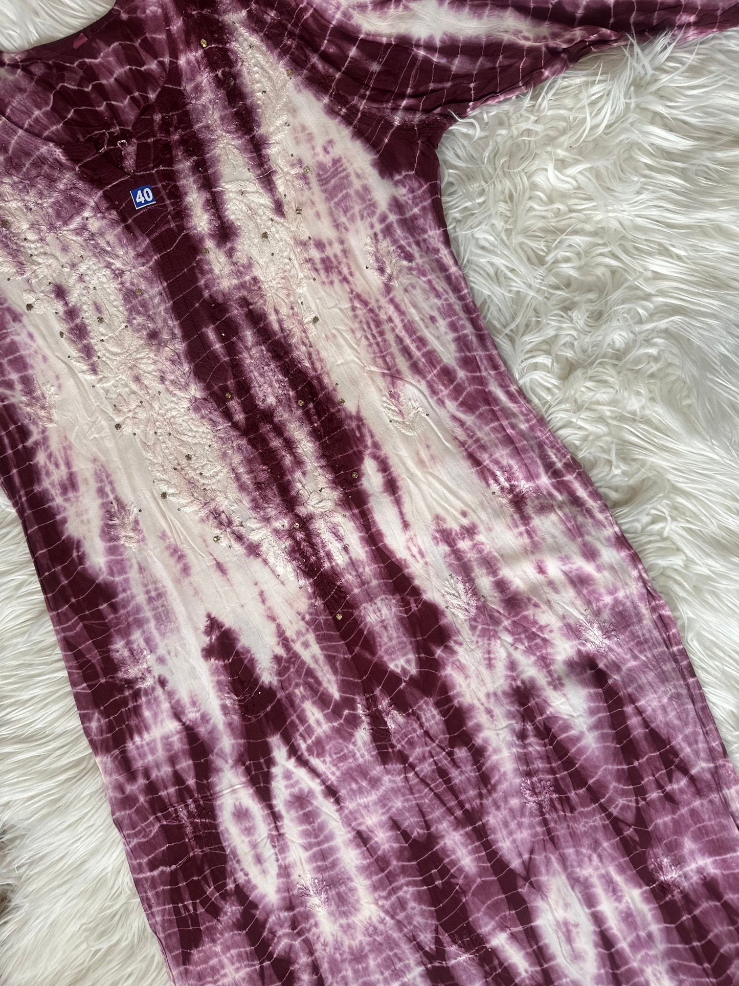 PURPLE TIE-DIE MUKESH WORK PALAZZO SET