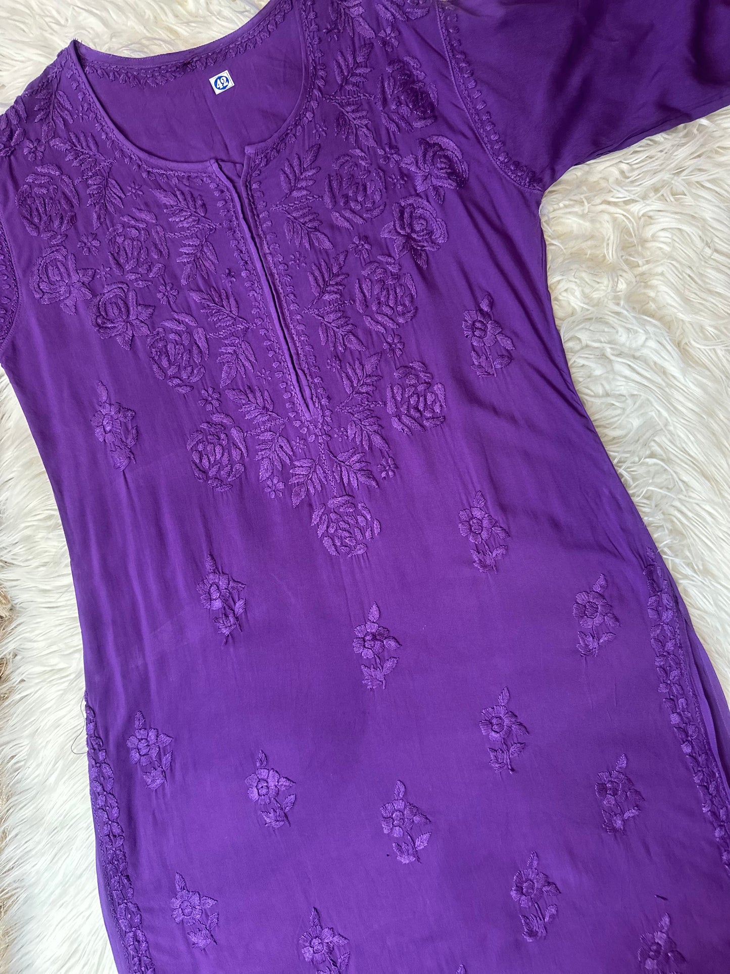 PURPLE MODAL CHIKANKARI KURTA
