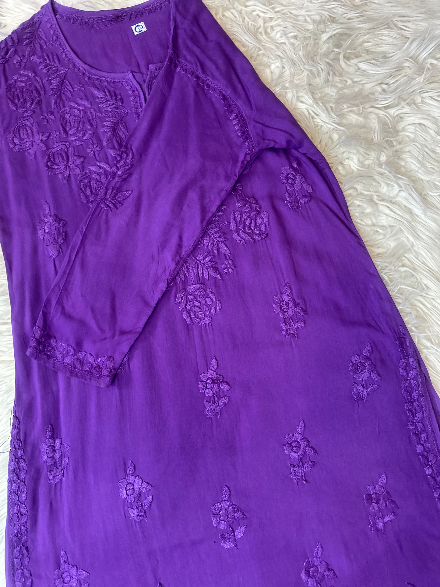 PURPLE MODAL CHIKANKARI KURTA