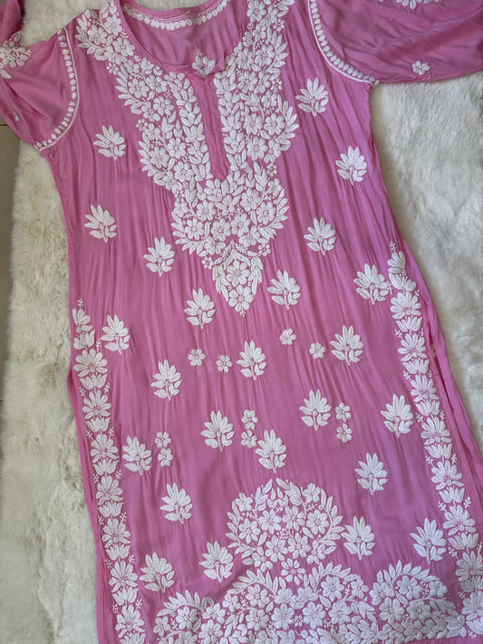 LIGHT PINK PLUS SIZE MODAL KURTA