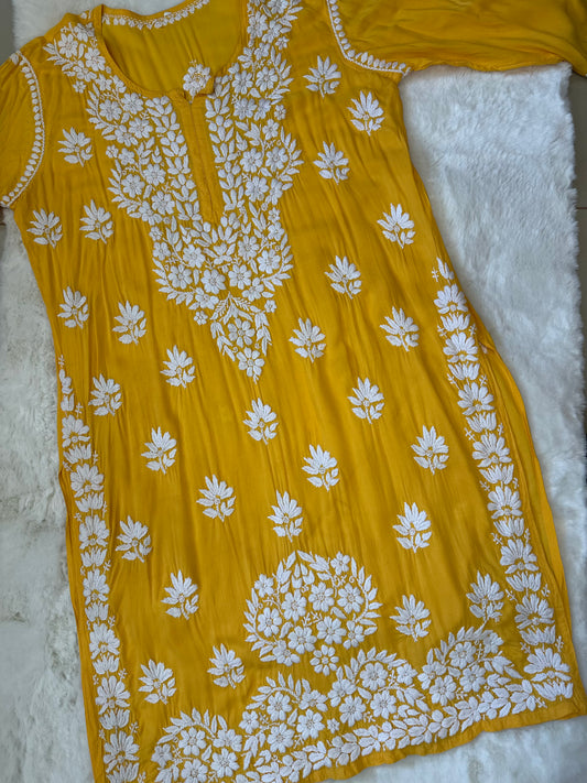 YELLOW PLUS SIZE MODAL KURTA