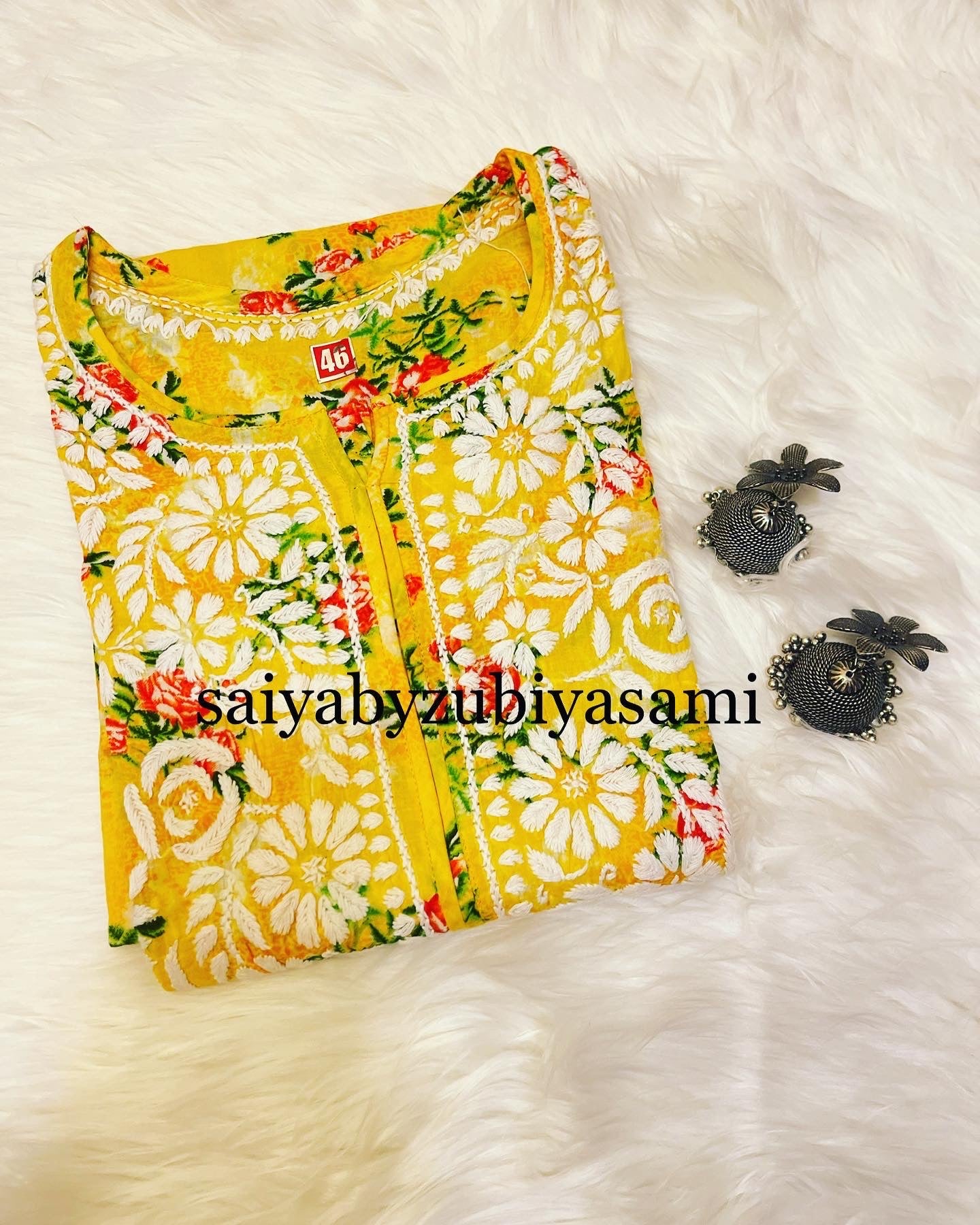 GUL-E-MULMUL YELLOW PRINTED KURTA